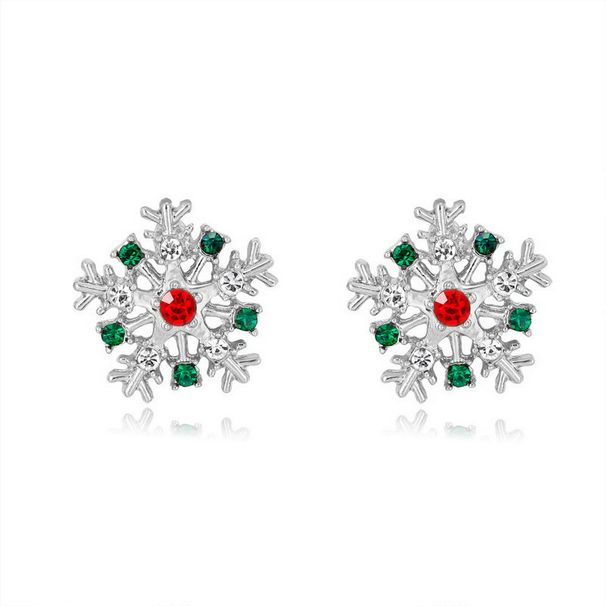 Bijoux de Noël avec boucles d'oreilles flocon de neige serties de diamants, luxe léger, mode haut de gamme, boucles d'oreilles en perles créatives, boucles d'oreilles pour femmesER23Y0765-1_voghion.com