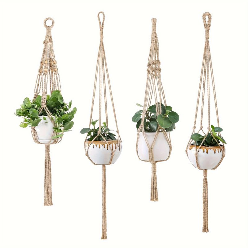 Portavasi per piante, confezione da 4, diversi livelli, per interni, con 4 ganci, supporto decorativo per vasi di fiori._voghion.com