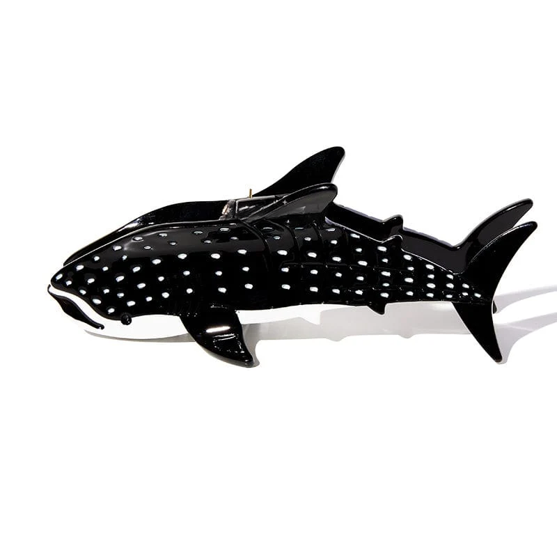 Jumbo Black Whale Shark Hair Claw Clip – Ocean-Inspired Statement Accessory Symbolizing Calm Strength And Timeless Elegance_voghion.com