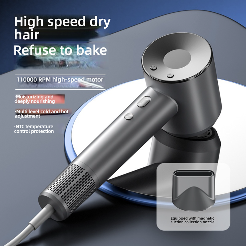 Sèche-cheveux professionnel 5 en 1 avec technologie ionique négative, séchage rapide 1600 W, 3 vitesses et réglages de température, protection contre la surchauffe, usage professionnel et domestique_voghion.com