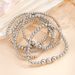 Bracelets Elastic Alloy CCB Round Bead Bracelet 4 Piece Set, Silver Fashion Multi Layer Stackable Jewelry Set_voghion.com