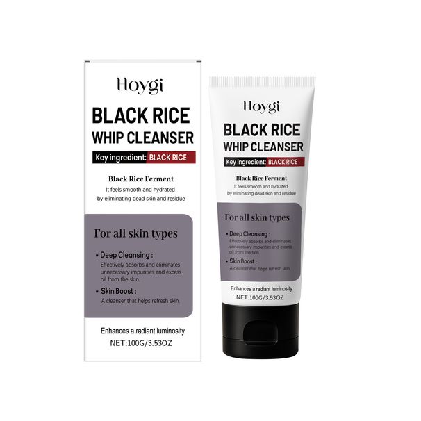 HOYGI Black Rice Foaming Cleanser Gentle Facial Skin Pore Moisturizing Lubricating Cleansing Face Wash_voghion.com