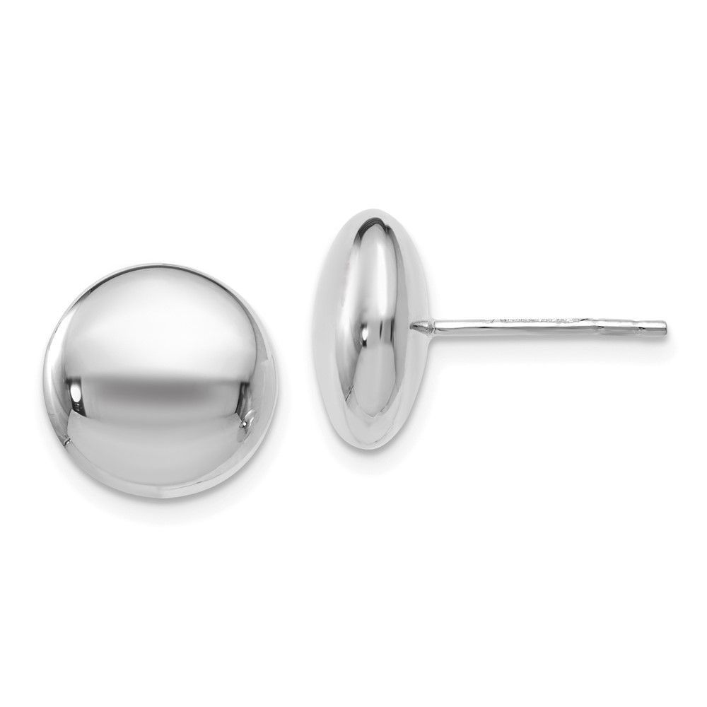 14K White Gold Polished Button Post Earrings_voghion.com