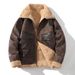 Men's Winter Fleece-Lined Jacket – Faux Shearling Trim, Slim Fit (Dark Brown, M-5XL)_voghion.com