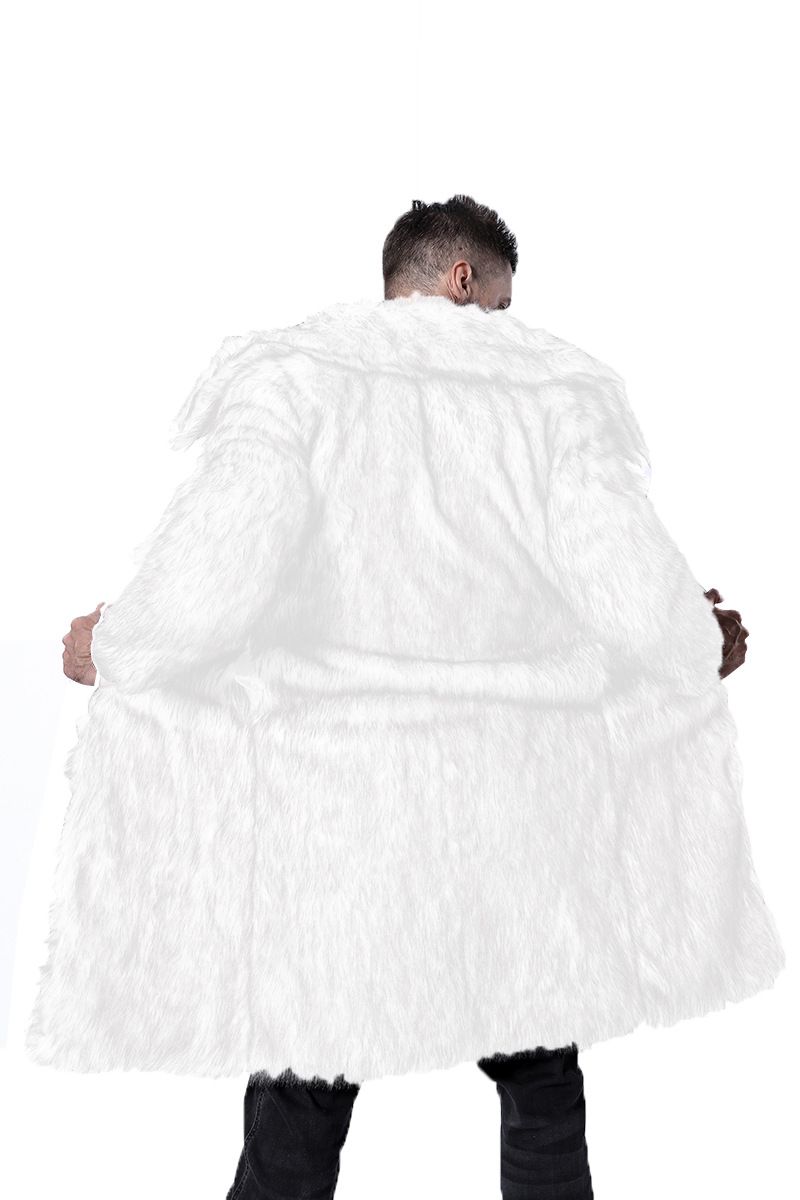 ​​Herrenmantel aus Kunstfuchspelz – Langer Mantel im britisch inspirierten Stil mit Revers und zweireihigem Design (Asiatisch S-XXXXL, Schwarz)​_voghion.com