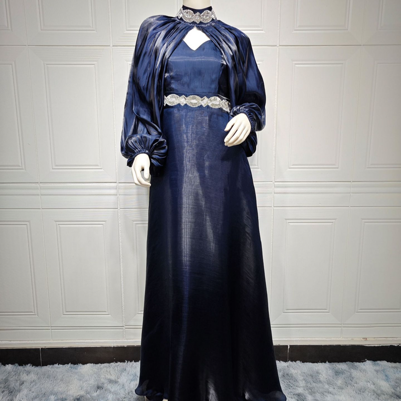 Dameklær MQ072 Muslimske dameklær todelt dress hot diamant lys silke mote satengkåpe abaya_voghion.com