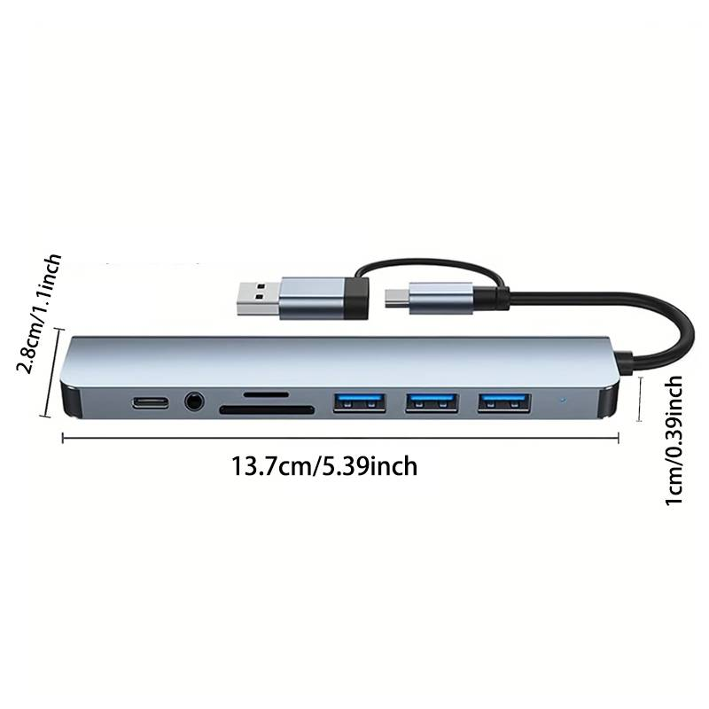 8 In 1 USB C HUB, 4 In 1 USB Adapter, 7 In 1 USB HUB With USB C Port, USB 3.0/2.0, Docking Station For MacBook Pro/Air, Computer Accessories_voghion.com
