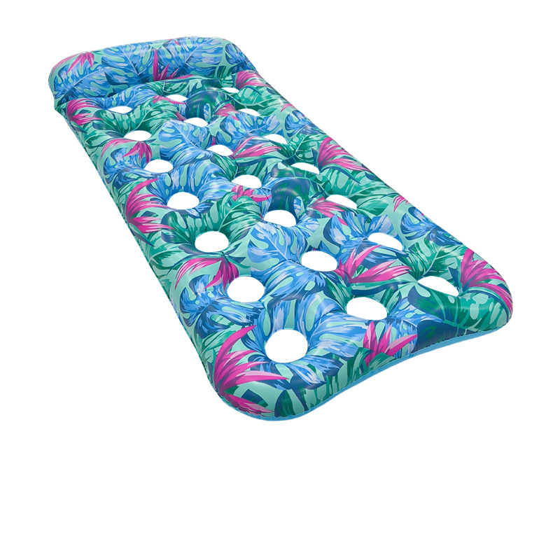 Sommer Umweltfreundliches PVC-Wasserschwimmkissen Faltbarer Liegestuhl mit Einzelrückenlehne Mehrfarbiges aufblasbares Loch Verdickte Schwimmreihe_voghion.com