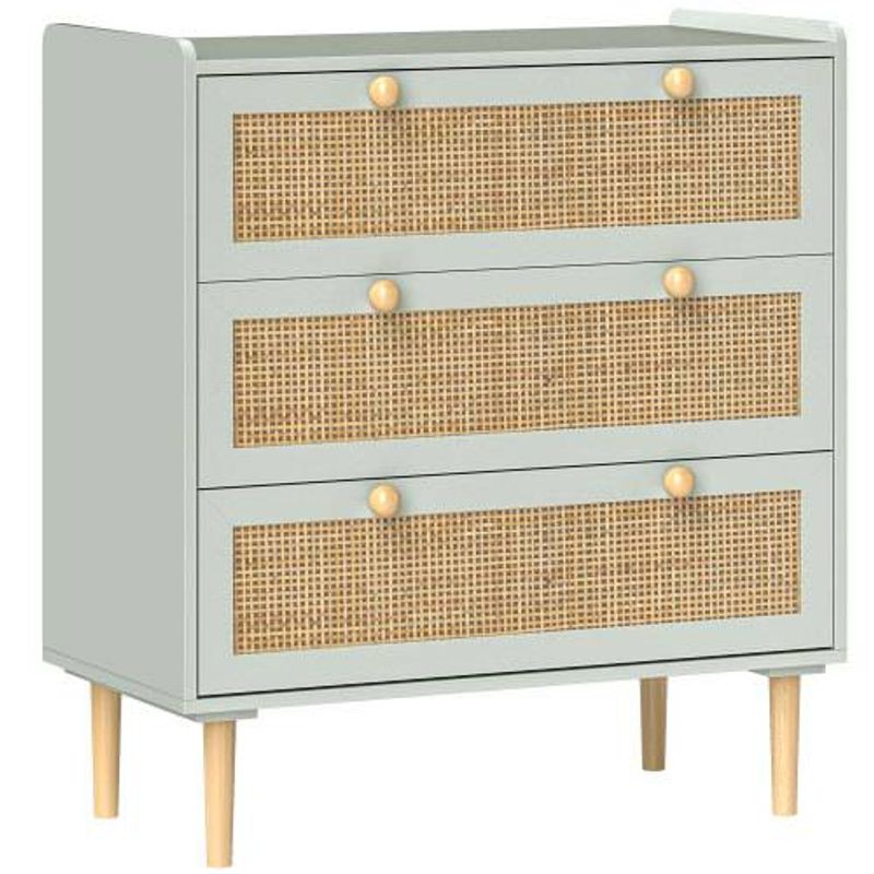 HOMCOM Kommode Beistellschrank Mit 3 Schubladen, Credenza Mit Boho-Stil, Rattanoptik, Schubladenkommode Für Wohnzimmer, Schlafzimmer_voghion.com