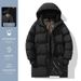 Unisex Winter Puffer Coat With Color Block Design, Thickened Warm Hooded Jacket For Men And Women_voghion.com