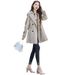 Women's Slim Fit Trench Coat With Belt - Elegant Double-Breasted Polyester Blend Jacket For Petite (Beige, Black, Army Khaki, With Free Scarf)_voghion.com