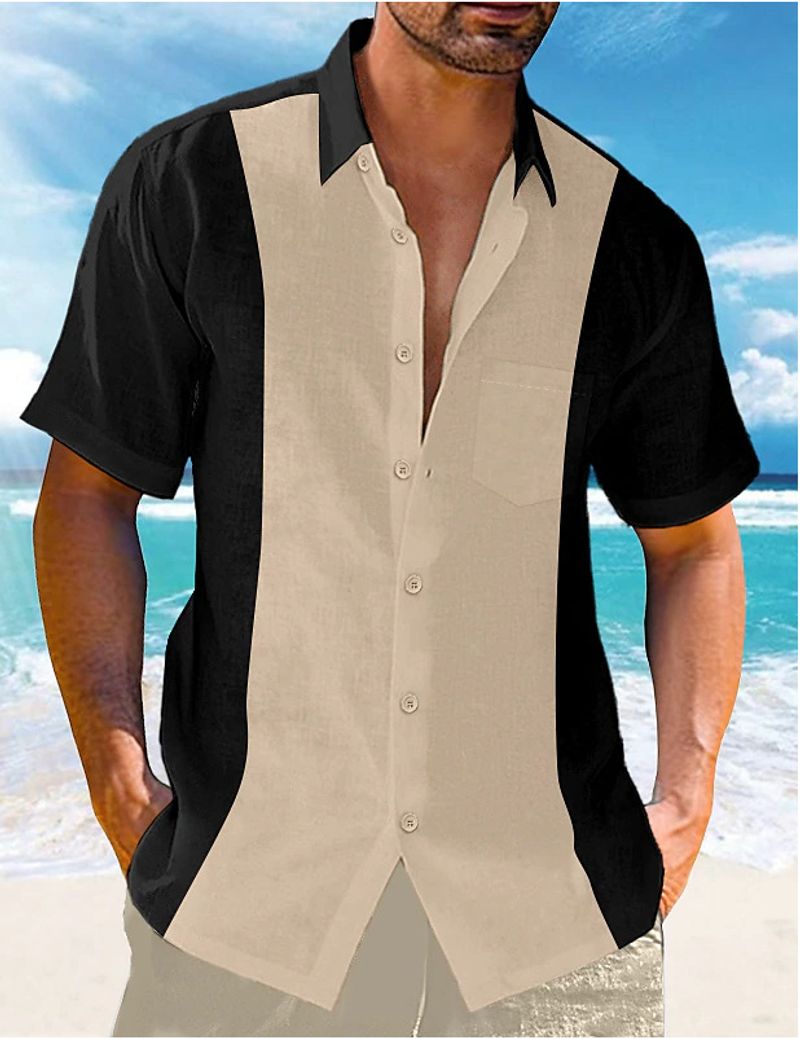 Herenkleding Buitenlandse handel Zomer Nieuwe heren kleur bijpassende shirts met korte mouwen Jeugdmode Europese revers Cardigan Herenkleding_voghion.com