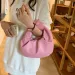 Borsa da polso a forma di nuvola semplice con manico superiore in pelle PU tinta unita da donna, per feste e vacanze 240820_voghion.com