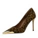 Scarpe da donna con tacco alto, stiletto, punta a punta in metallo, stampa leopardata e pelle scamosciata_voghion.com