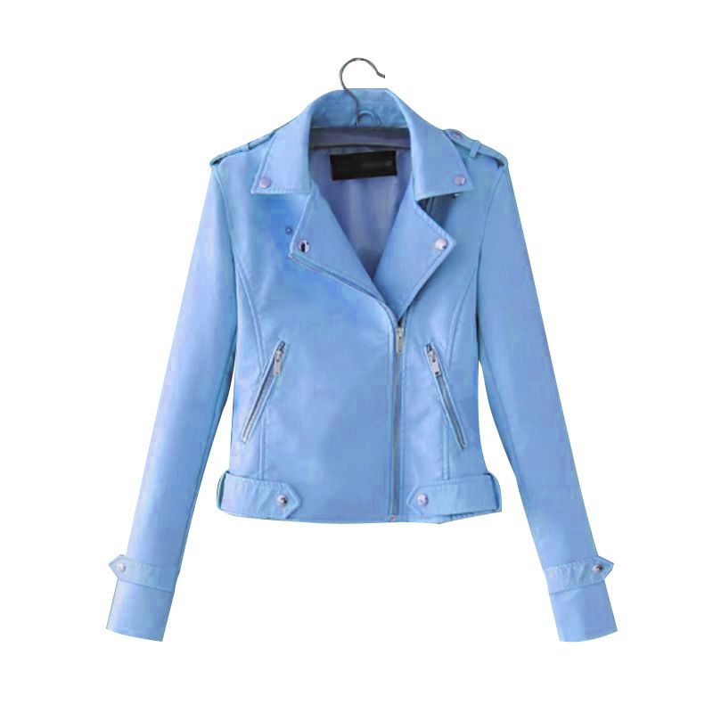 Women's slim-fit motorcycle leather jacket fashion top_voghion.com