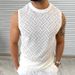 Men's Clothing Spring And Summer Knitted Sweater Men's Round Neck Sleeveless Hollow Top Outdoor Beach Large Size Men's Clothing_voghion.com