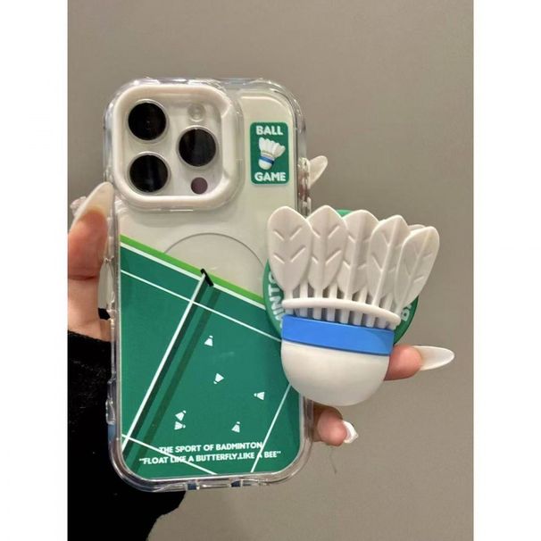 Custodia magnetica 3D TechGlobe Creative Ins Style Childlike Badminton Court compatibile con iPhone 16 Max 15 Pro_voghion.com