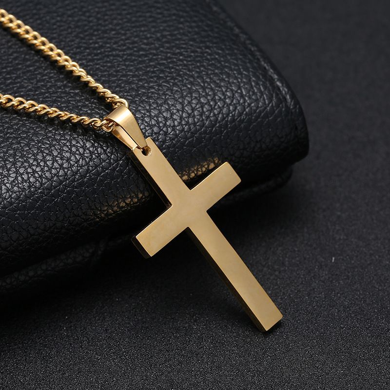Nuova collana in metallo con ciondolo a croce semplice con catena_voghion.com