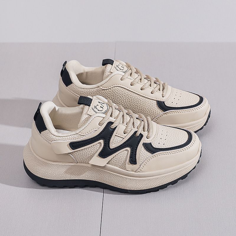 2024 New Spring and Summer Breathable Women's Shoes Casual Shoes Thick Sole Increased Leather Color Matching Sports Shoes Street Style G2602_voghion.com