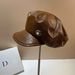 Cappello militare ottagonale in pelle alla moda da donna Xiaoxiangfeng Camellia Newsboy, autunno e inverno personalizzato fresco_voghion.com