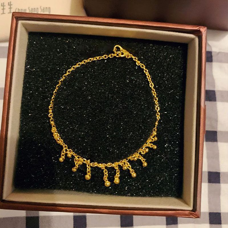 Cavigliera con nappa e palla rotonda per donna, nuova cavigliera etnica in stile cinese, design di nicchia, leggero e lussuoso, con catena per caviglia, gioielli per piedi._voghion.com