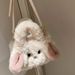 Winter Cartoon Niedlichen Kaninchen Handheld Frauen 2024 Neue Kleine Stand Eine Schulter Umhängetasche Plüsch Tasche für Mädchen_voghion.com