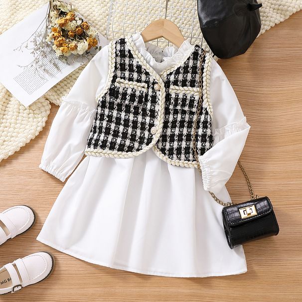 2024 Autumn Small Fragrant Style Vest Lace Collar Loose Temperament Dress without Hat_voghion.com