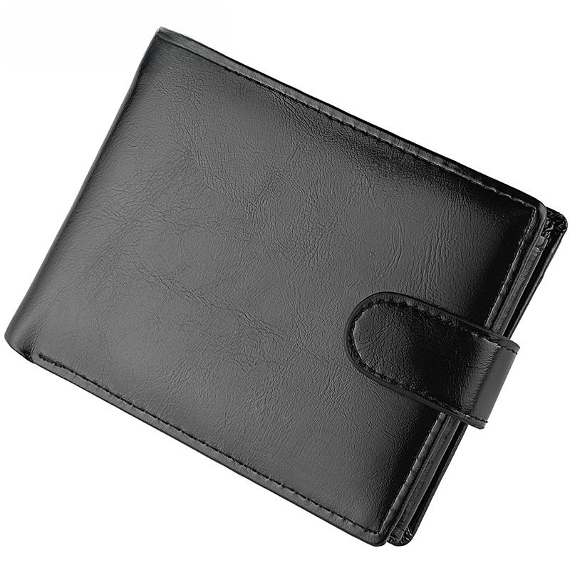 Wallet Short Horizontal Wallet Vintage Men's Buckle PU Wallet Multifunctional Men's Wallet Large Capacity_voghion.com