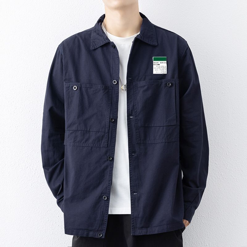 Transfronterizo Primavera y otoño Algodón puro Ropa de trabajo estilo Hong Kong Camisa de manga larga Moda informal Sin hierro Negocios Camisa totalmente de algodón Abrigo para hombre_voghion.com