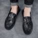 2025 Spring Slippers Lazy Doudou Lefu Korean Edition Versatile One Step Paddle Men's Casual Leather Shoes 7B08_voghion.com