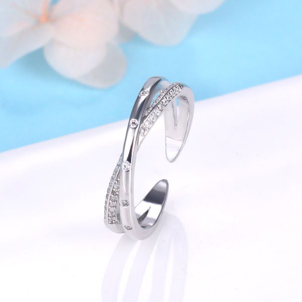 Anello da donna con anello a carica, anello aperto impilabile, anello con zircone per indice, anello di coppia_voghion.com