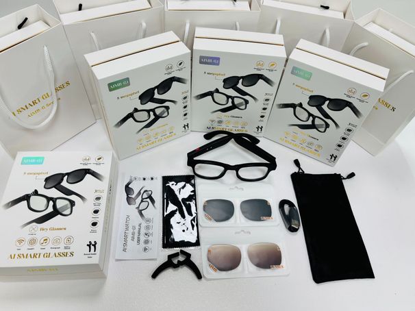 AIMB-G1 Smart Glasses With 800MP Camera, Bluetooth Calling, AI Translation, 1080P Video, Voice Recording & Multi-Lens Kit_voghion.com