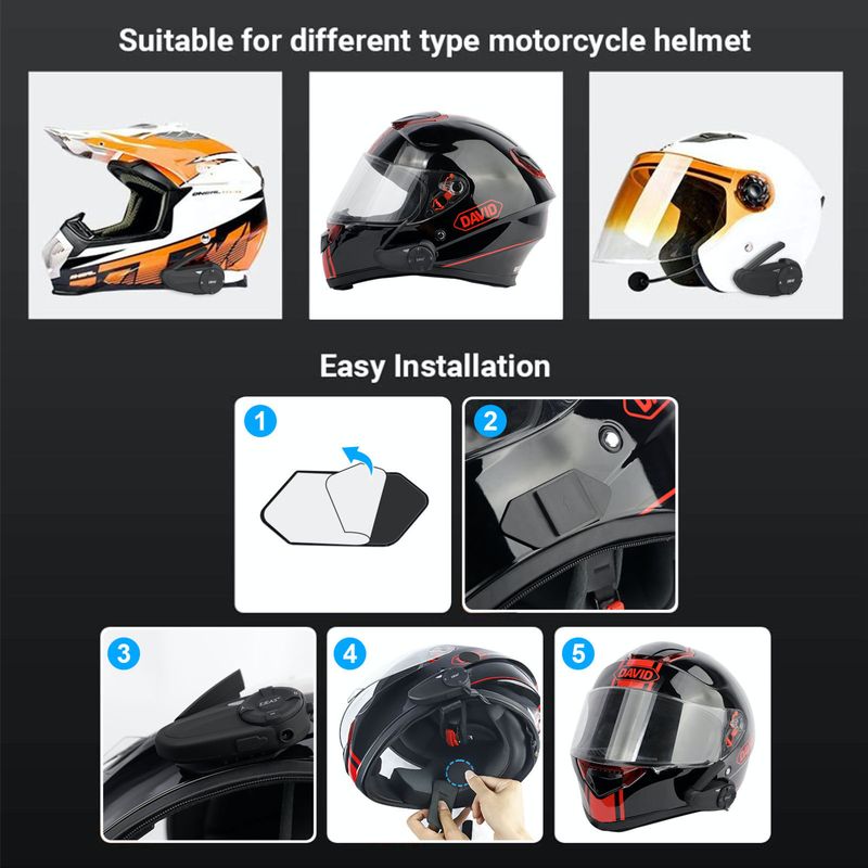 Motorcycle helmet Bluetooth intercom headset 7-person connection 1 drag 6 switch intercom 800 m intercom distance Q7 double pack_voghion.com