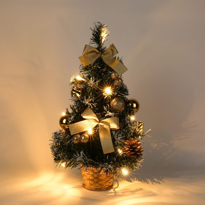 Luxury Gold Christmas Desktop 40CM Dining Table Decorative Lamp ins New Year Decoration Premium Mini Tree_voghion.com