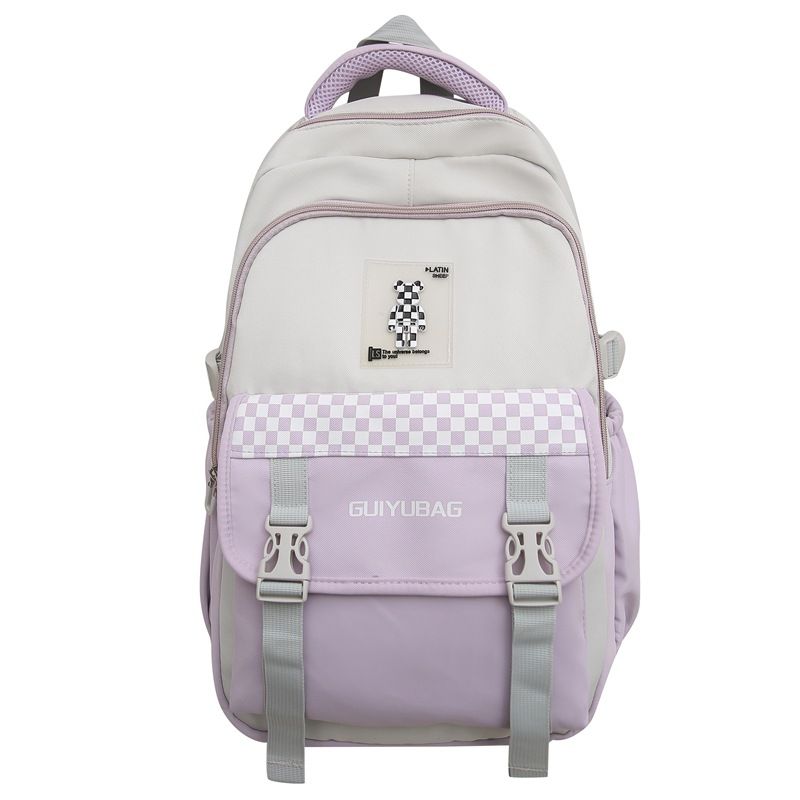 GUIYU Large Capacity Checkered Backpack For School & Travel - Lightweight Durable Unisex Rucksack With Breathable Cushioned Straps (Multiple Colors)_voghion.com