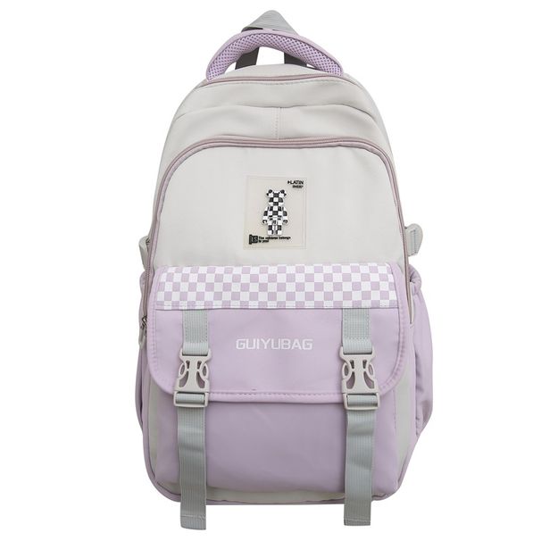 GUIYU Large Capacity Checkered Backpack For School & Travel - Lightweight Durable Unisex Rucksack With Breathable Cushioned Straps (Multiple Colors)_voghion.com