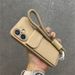 Personalized Leather Card Holder Wrist Strap Hard Phone Case For IPhone 16 14 13 15 Pro Max Plus Shockproof Bumper Back Cover_voghion.com