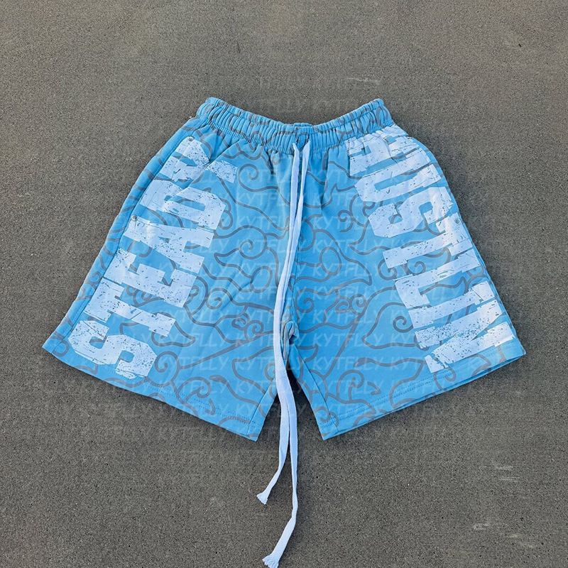 Men's Clothing Casual Shorts With Letters Patch Drawstring Elastic Waist Fashionable Street Style Shorts_voghion.com