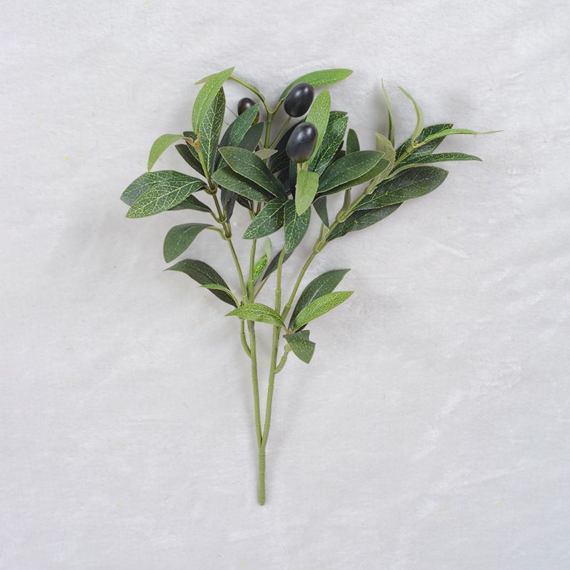 Simulated green plants with 4-pronged olive leaves and fruits, simulated plant wall accessories, home wedding decoration flower supplies_voghion.com