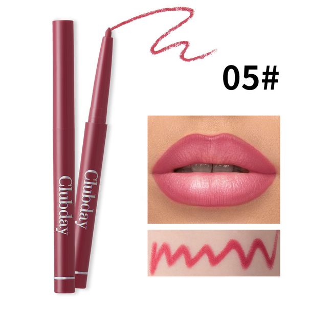 Rotierender Lippenstift, leicht zu färbender Lippenstift, zweifach verwendbar, matt, wasserfest, Einzelkopf, 6 Farben, Lipliner_voghion.com