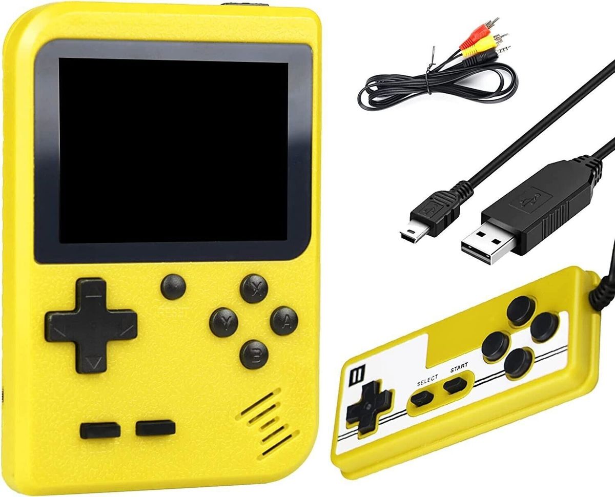 Mini console de jeux vidéo rétro portable intégrée, 800 jeux classiques, jaune, cadeau Royaume-Uni_voghion.com
