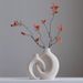 2pcs Modern White Ceramic Vase For Home Decor, Circle Matte Hollow Flower Vases Nordic Boho Ins Style For Wedding Dinner Table Living Room Office_voghion.com