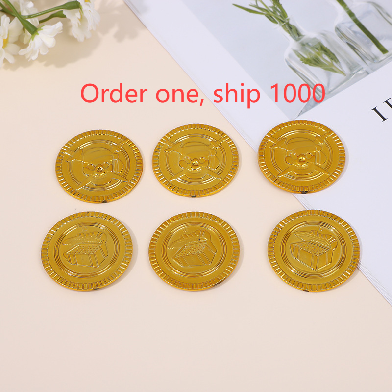 Pirate Coin Halloween Props Chips Board Game Plastic Toy Treasure Hunt Gold Coins_voghion.com