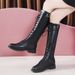 Women's 2021 New Autumn Winter Slimming High Tube Thick Sole Long White Over-the-Knee Petite Riding Boots Shoes_voghion.com