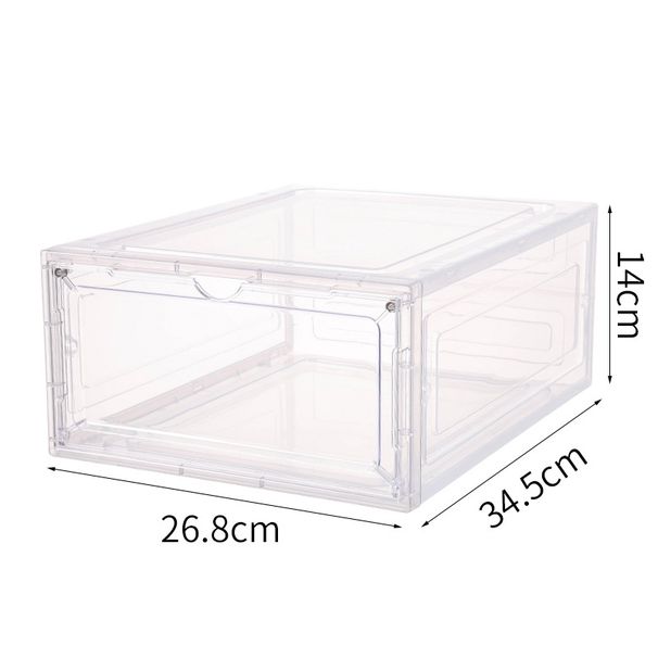 Skaidri, sudedama sportbačių laikymo dėžė – 12 batų demonstracinė dėžė su atlenkiamu dangteliu krepšinio bateliams ir sportbačių kolekcijai_voghion.com