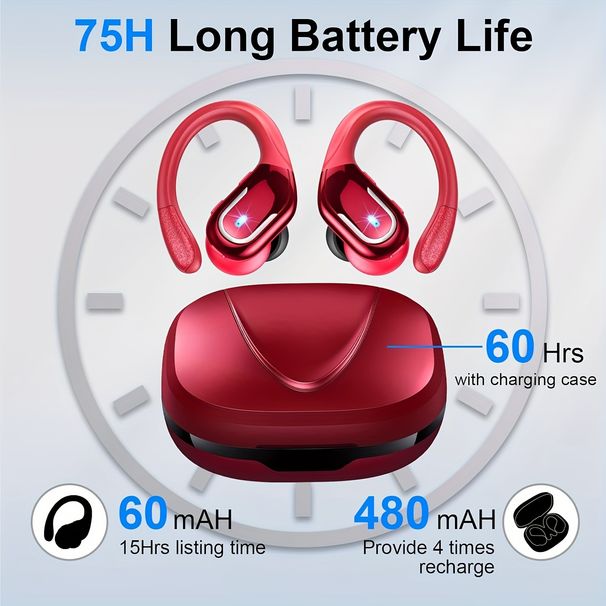 Auricolari, 5.3 con 4 ENC microfono con cancellazione del rumore, cuffie wireless nell'orecchio stereo suono bassi profondi, auricolari LED_voghion.com