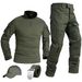 Taktisches Trainingsanzug-Set – Militärgrüne Outdoor-Trainingsuniform mit Kappe und Gürtel (Lang-/Kurzarm, S-4XL)_voghion.com