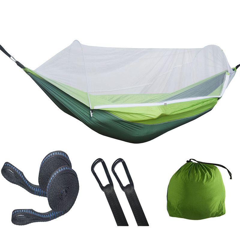 Fully Automatic Quick-Open Mosquito Net Hammock Single/Double Camping No Hanging Required Outdoor Nylon Spun Pole_voghion.com