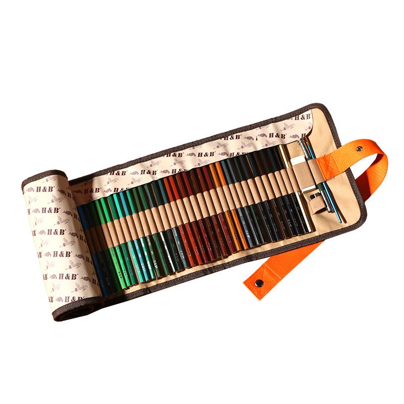H&B 72-Color Water-Soluble Colored Pencils Set, Chinese Style Wooden Case, Soft HB Core For Drawing, Sketching & Painting_voghion.com
