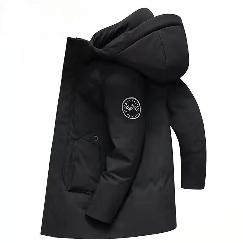 2025 Winter New White Duck Down Men's Down Jacket Medium And Long Thickened Warm Fashion Large Fur Collar Casual Jacket_voghion.com